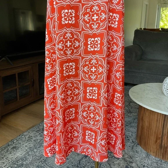 Ann Taylor Tiled Flowy Tie Neck Halter Maxi Dress - Picture 10 of 12